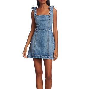Alice + Olivia Maryann Tie Shoulder mini denim dress